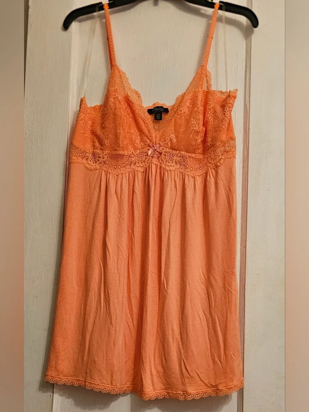 Thalia Sodi Lace-Trim Slip Nightgown in Coral Orange - Women Intimates